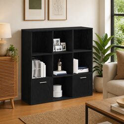 Specifications of Black Oak 7-Compartment Book Cabinet