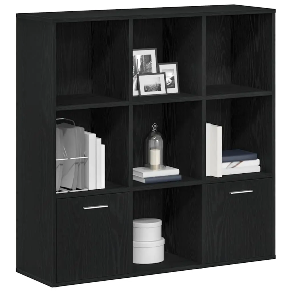 Black Oak 7-Compartment Book Cabinet