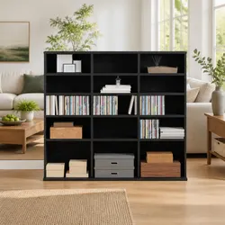 Black Oak CD Cabinet Dimensions 100x23x89.5cm Media Storage