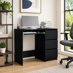 Black Office Desk Specifications: 90x45x76 cm, Engineered Wood
