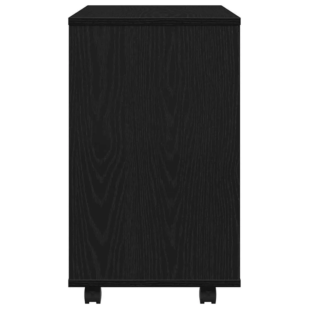 Side Table for Living Room Black Oak 70x35x60 cm 2-Tier Storage with Swivel Wheels