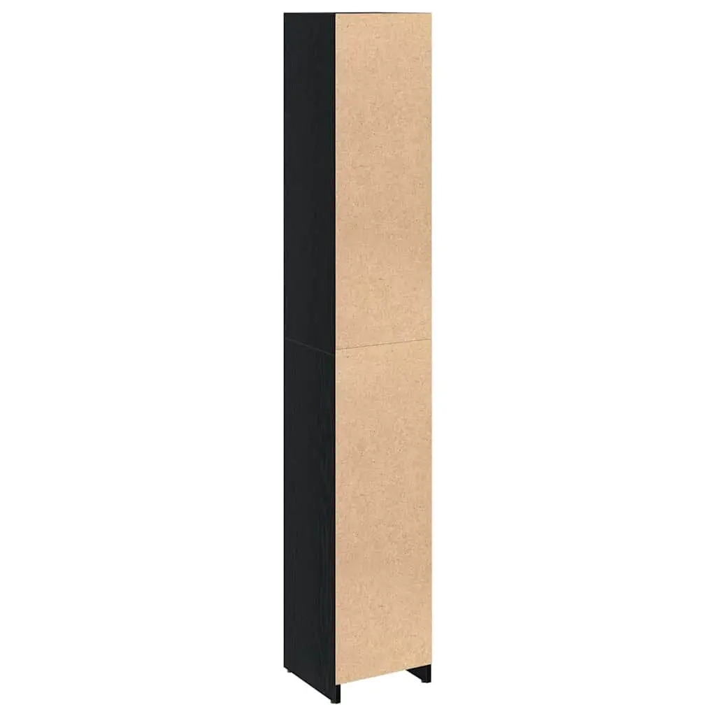 Bathroom Cabinet Black Oak 30x30x183.5cm Engineered Wood Storage Unit