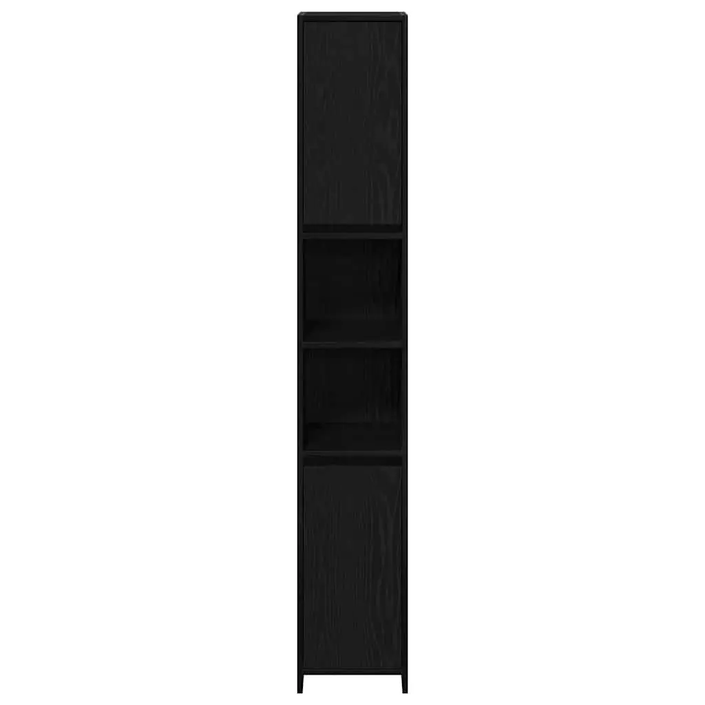 Bathroom Cabinet Black Oak 30x30x183.5cm Engineered Wood Storage Unit