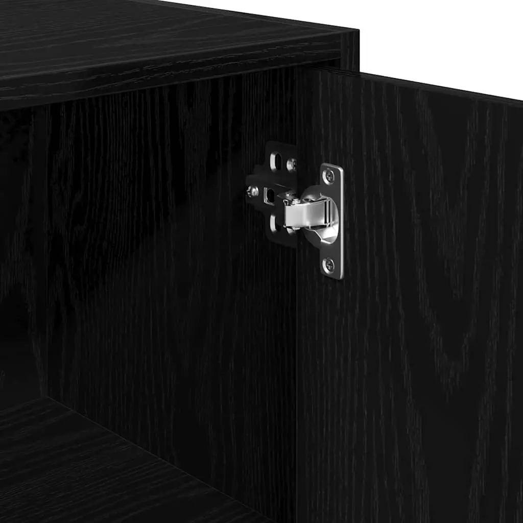 Bathroom Cabinet Black Oak 30x30x183.5cm Engineered Wood Storage Unit