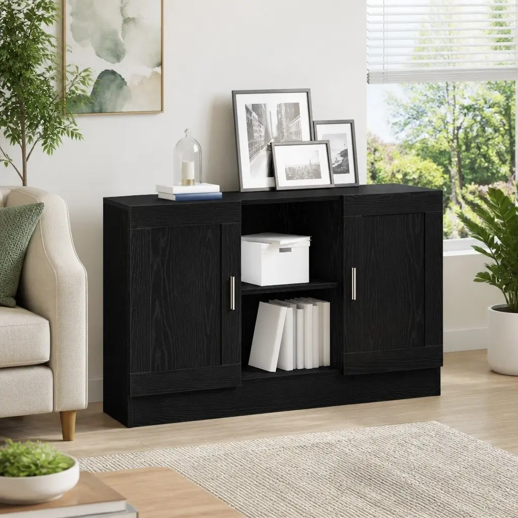 Black Oak Storage Sideboard 120x30.5x70cm