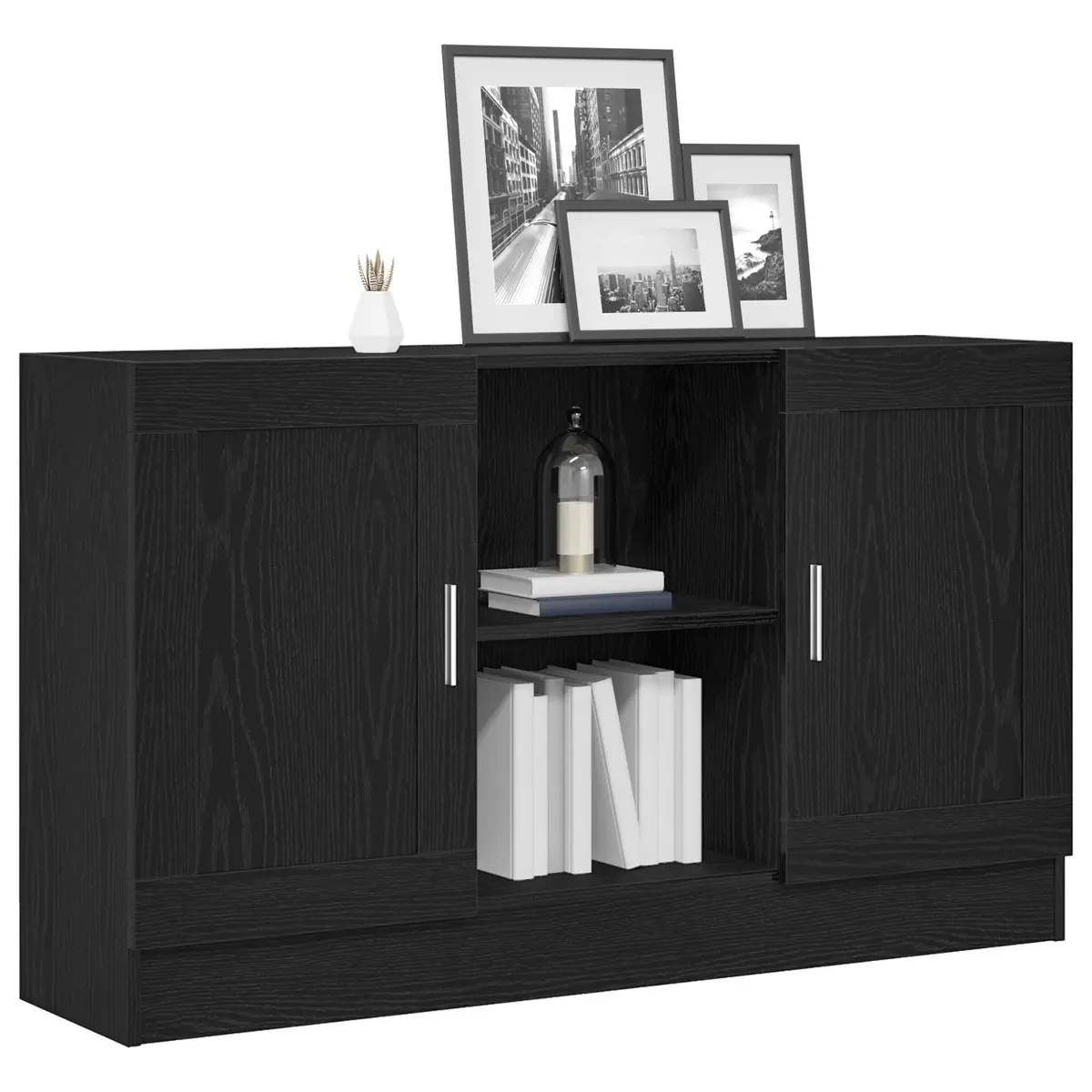 Black Oak Storage Sideboard 120x30.5x70cm