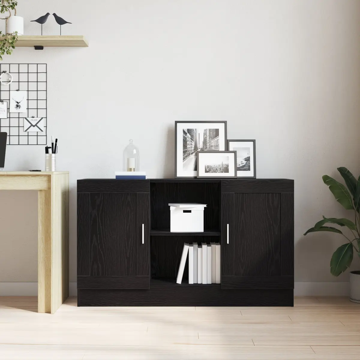 Black Oak Storage Sideboard 120x30.5x70cm