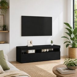 TV Cabinet Dimensions: 120cm Black Oak Media Storage