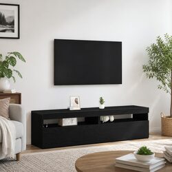 Engineered Wood Black TV Cabinet Set - 75 x 35 x 40 cm