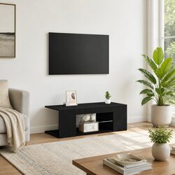 Black Oak Engineered Wood TV Cabinet - 90 x 39 x 30 cm