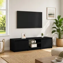 Black Oak TV Cabinet: 140x38.5x36 cm Storage Unit