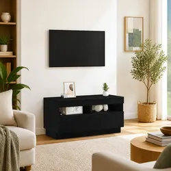 Black Modern TV Cabinet: 80 x 35 x 40 cm, Engineered Wood