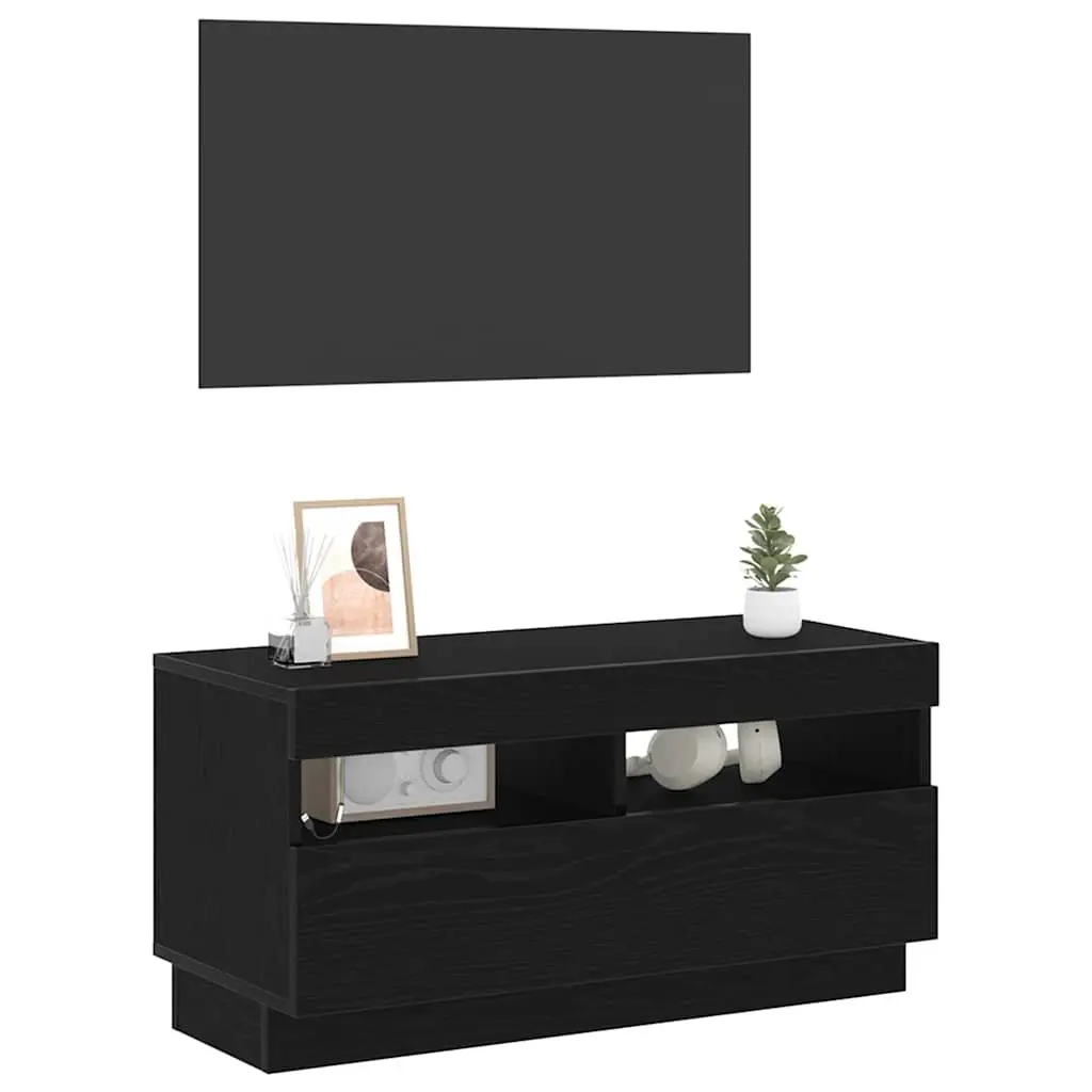 TV Cabinet Black Modern Entertainment Unit 80 x 35 x 40 cm Storage Shelves
