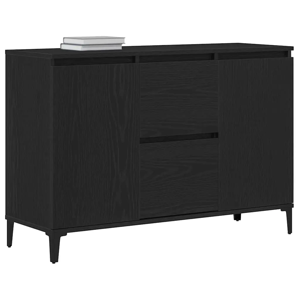 Black Engineered Wood Sideboard Storage Cabinet Dining Room Buffet 104cm