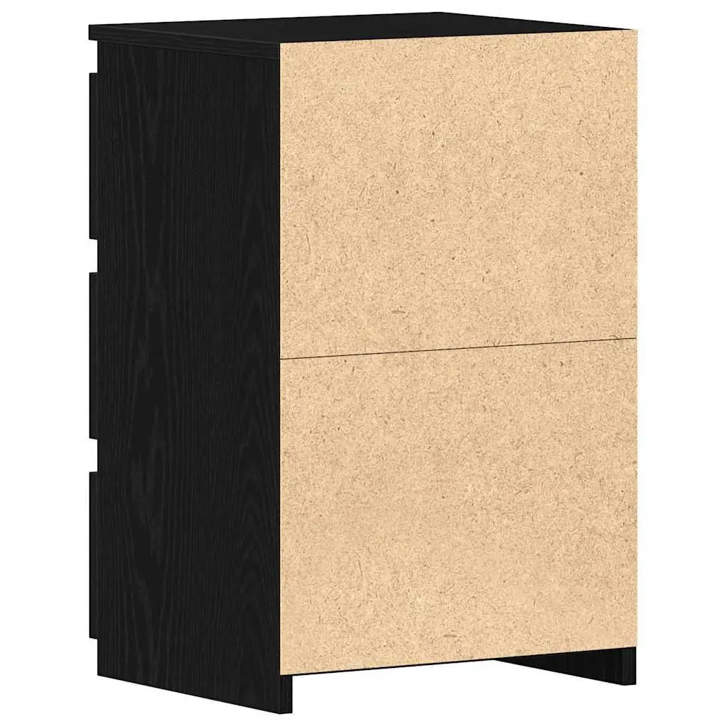 Bedside Cabinet Black Oak Engineered Wood Bedroom Nightstand Storage Table