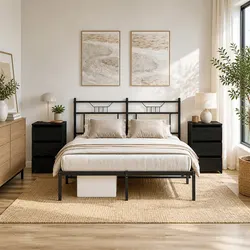 Black Oak Bedside Cabinet Set: Dimensions & Materials Detailed