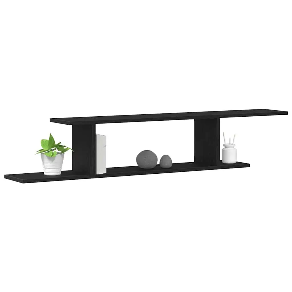 Wall-mounted Shelf Living Room Black Oak 125cm