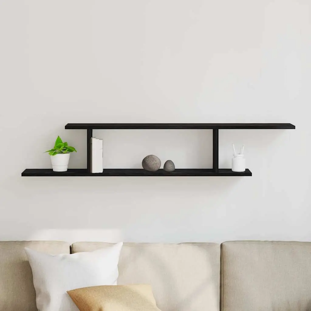 Wall-mounted Shelf Living Room Black Oak 125cm