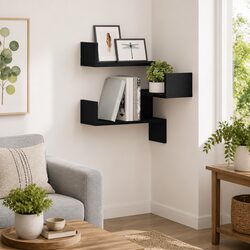 Wall Shelf Black Oak 40 x 40 x 49.5 cm Modern Storage Display Mounted