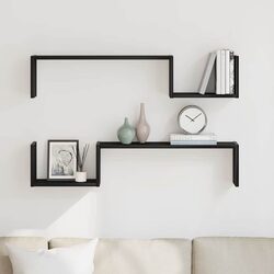 Wall Shelf Set, 2 Pieces, Black Oak - 100 x 15 x 20 cm