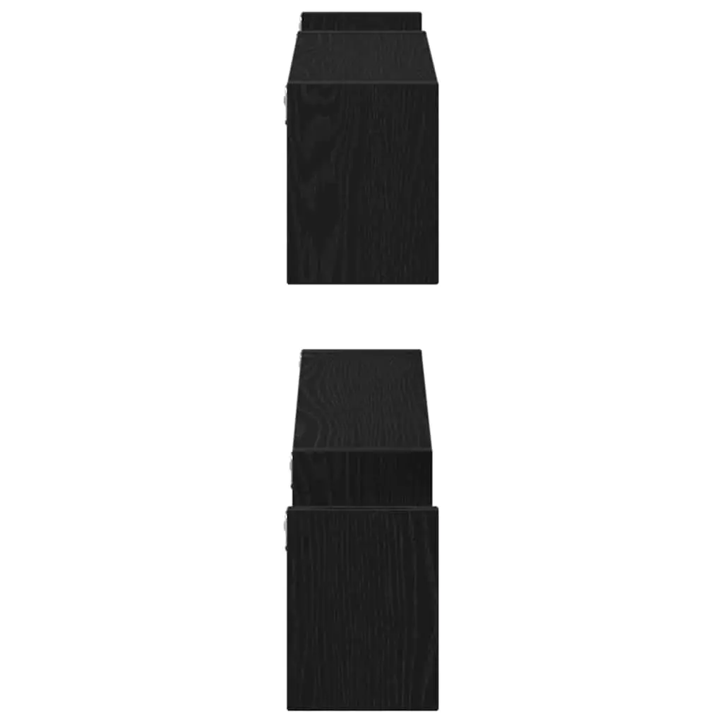 Wall Shelf Set for Living Room Black Oak 100 x 15 x 20 cm Modern Storage Display Shelves 2 Pieces