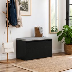 Black Oak Hall Bench - 80x40x45cm Engineered Wood