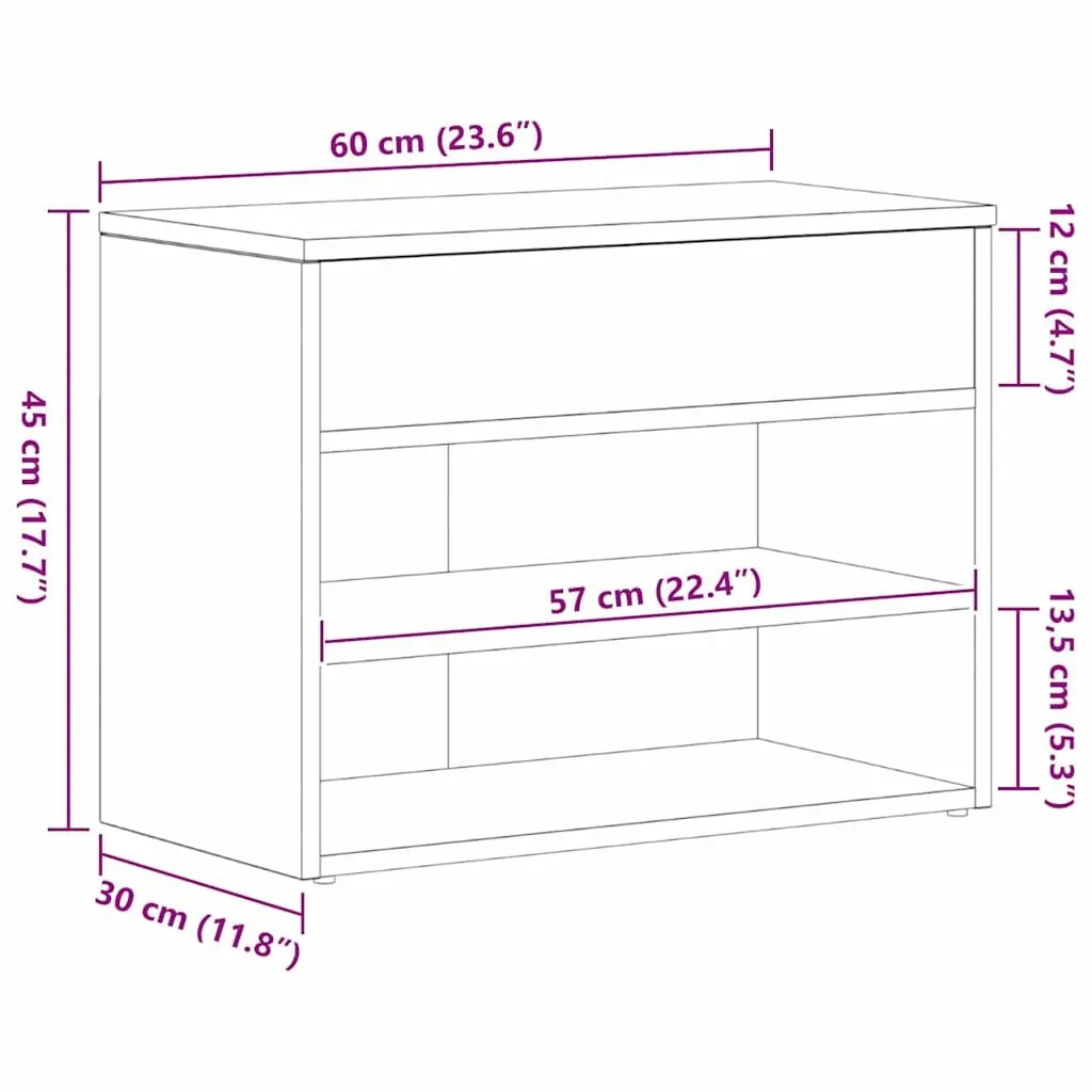 Shoe Bench with Shelf for Hallway 60x30x45cm Black Oak