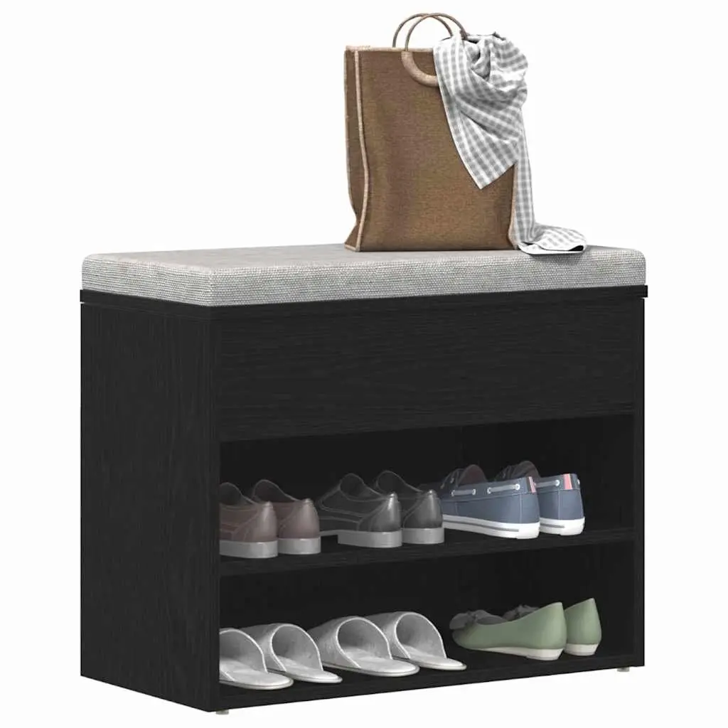 Shoe Bench with Shelf for Hallway 60x30x45cm Black Oak