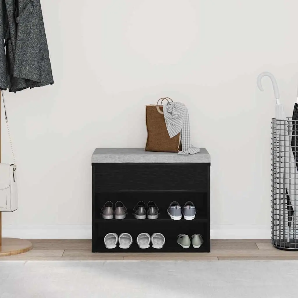 Shoe Bench with Shelf for Hallway 60x30x45cm Black Oak
