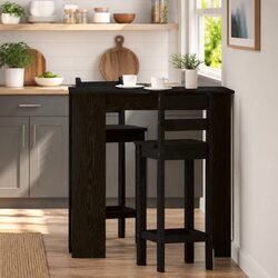 Black Oak Bar Table - 102 x 50 x 103.5 cm Engineered Wood
