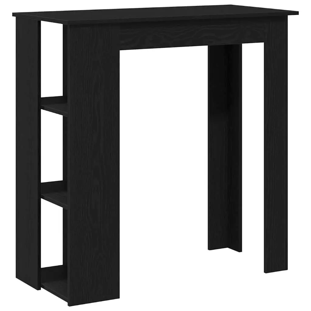 Bar Table Kitchen Dining Black Oak Engineered Wood Modern Minimalist Storage