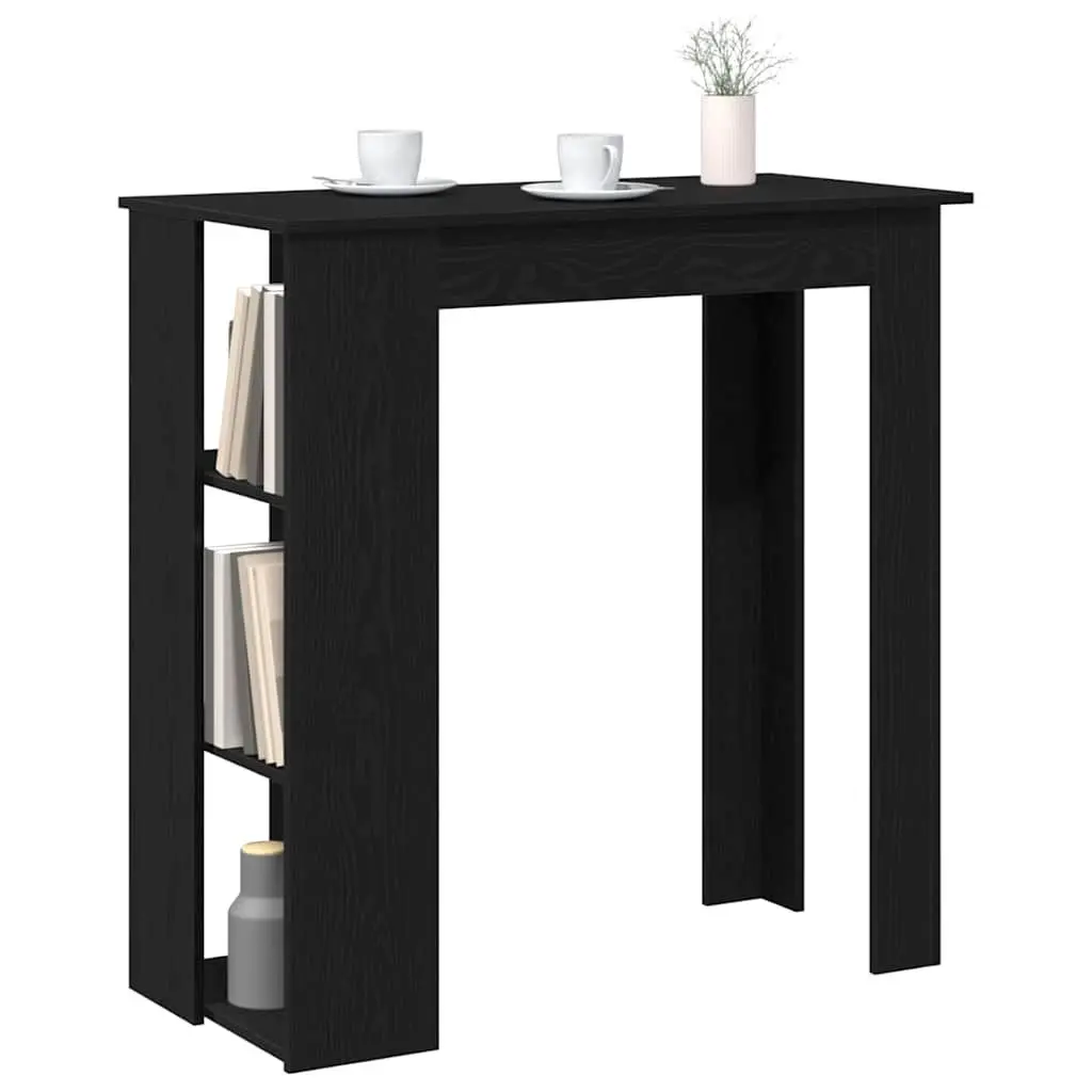Bar Table Kitchen Dining Black Oak Engineered Wood Modern Minimalist Storage
