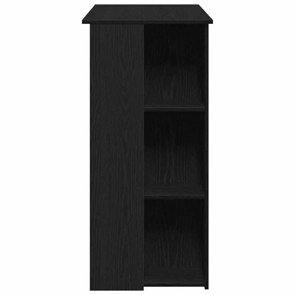 Bar Table Kitchen Dining Black Oak Engineered Wood Modern Minimalist Storage