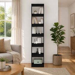 Engineered Wood Book Cabinet in Black Oak – Specs Inside