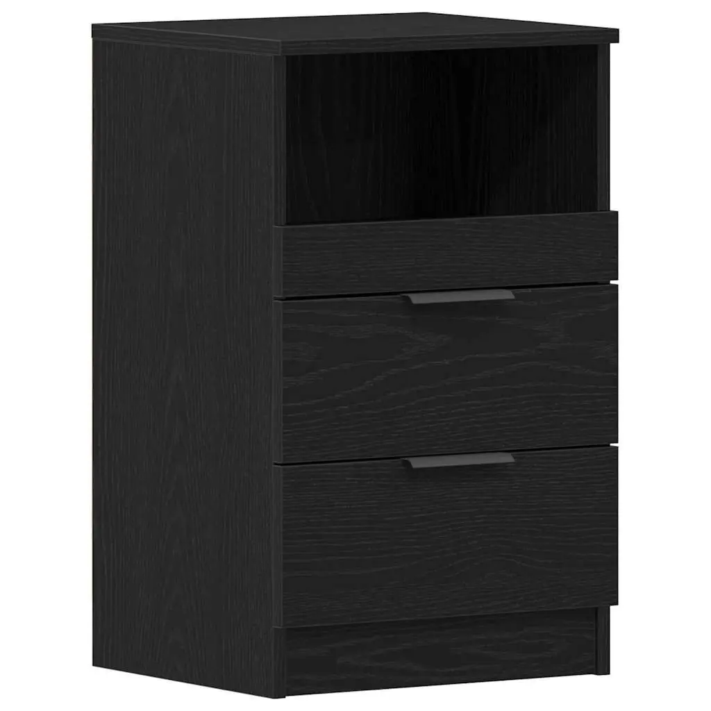 Bedside Cabinet Black Oak 40x35x65cm Engineered Wood Nightstand Drawer Storage