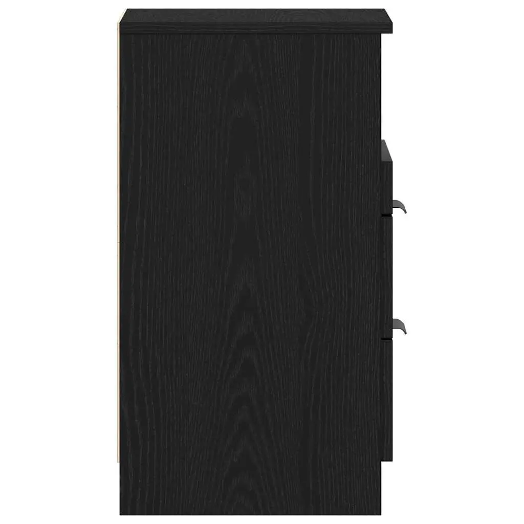 Bedside Cabinet Black Oak 40x35x65cm Engineered Wood Nightstand Drawer Storage