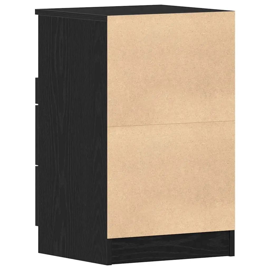 Bedside Cabinet Black Oak 40x35x65cm Engineered Wood Nightstand Drawer Storage