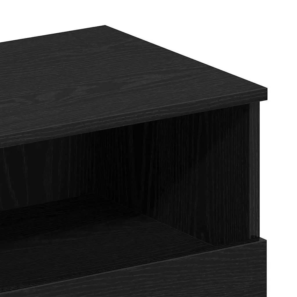 Bedside Cabinet Black Oak 40x35x65cm Engineered Wood Nightstand Drawer Storage