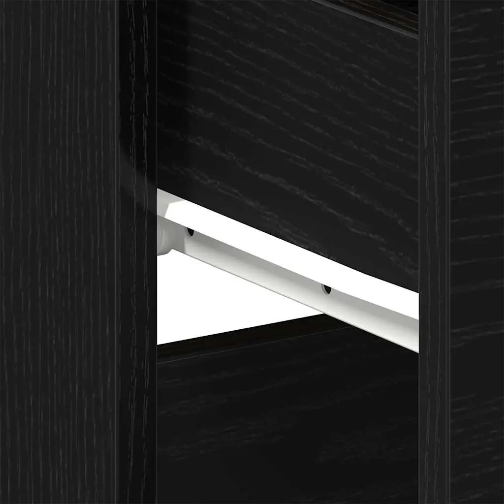 Bedside Cabinet Black Oak 40x35x65cm Engineered Wood Nightstand Drawer Storage