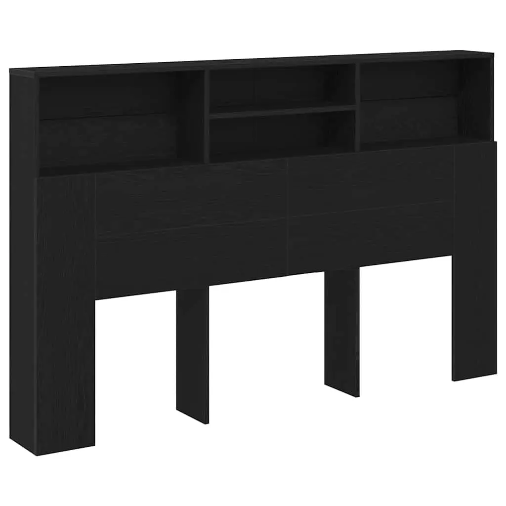 Headboard Cabinet 160cm Black Oak Wall Storage