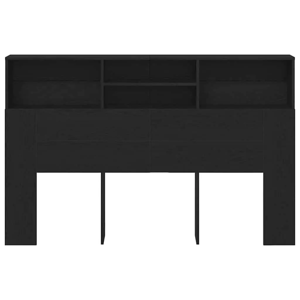 Headboard Cabinet 160cm Black Oak Wall Storage
