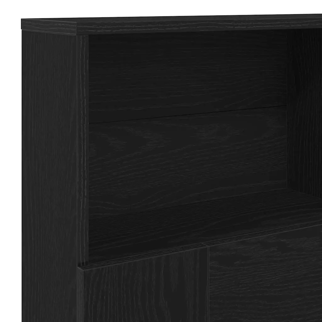 Headboard Cabinet 160cm Black Oak Wall Storage