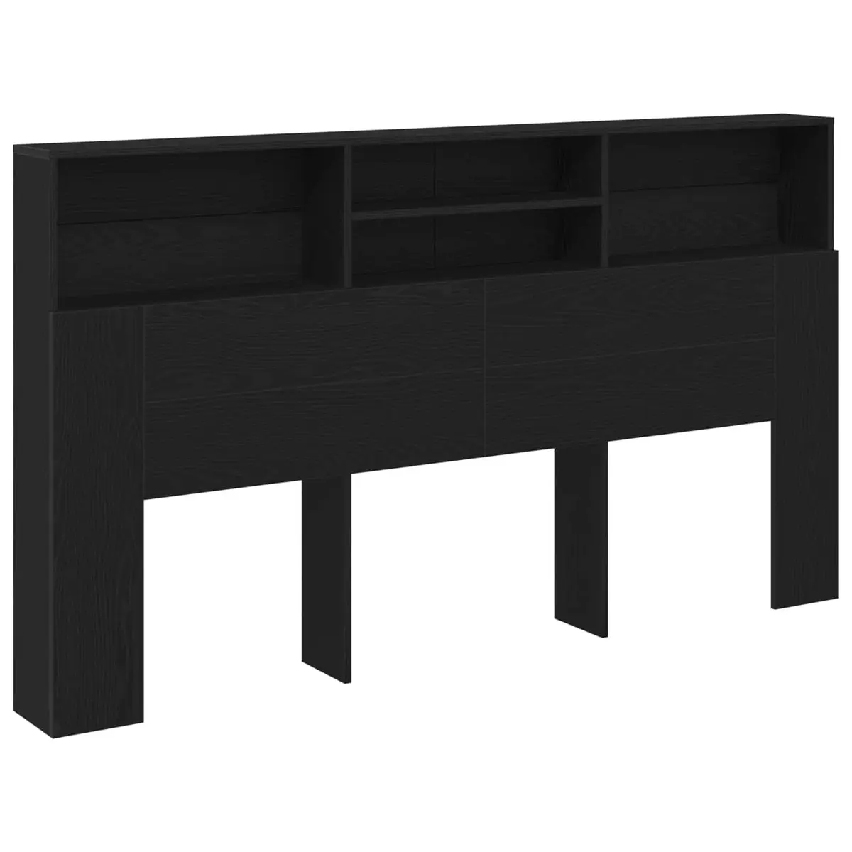 Headboard Cabinet Wall-Mounted Storage Bedroom Furniture Black Oak 180 x 19 x 103.5 cm