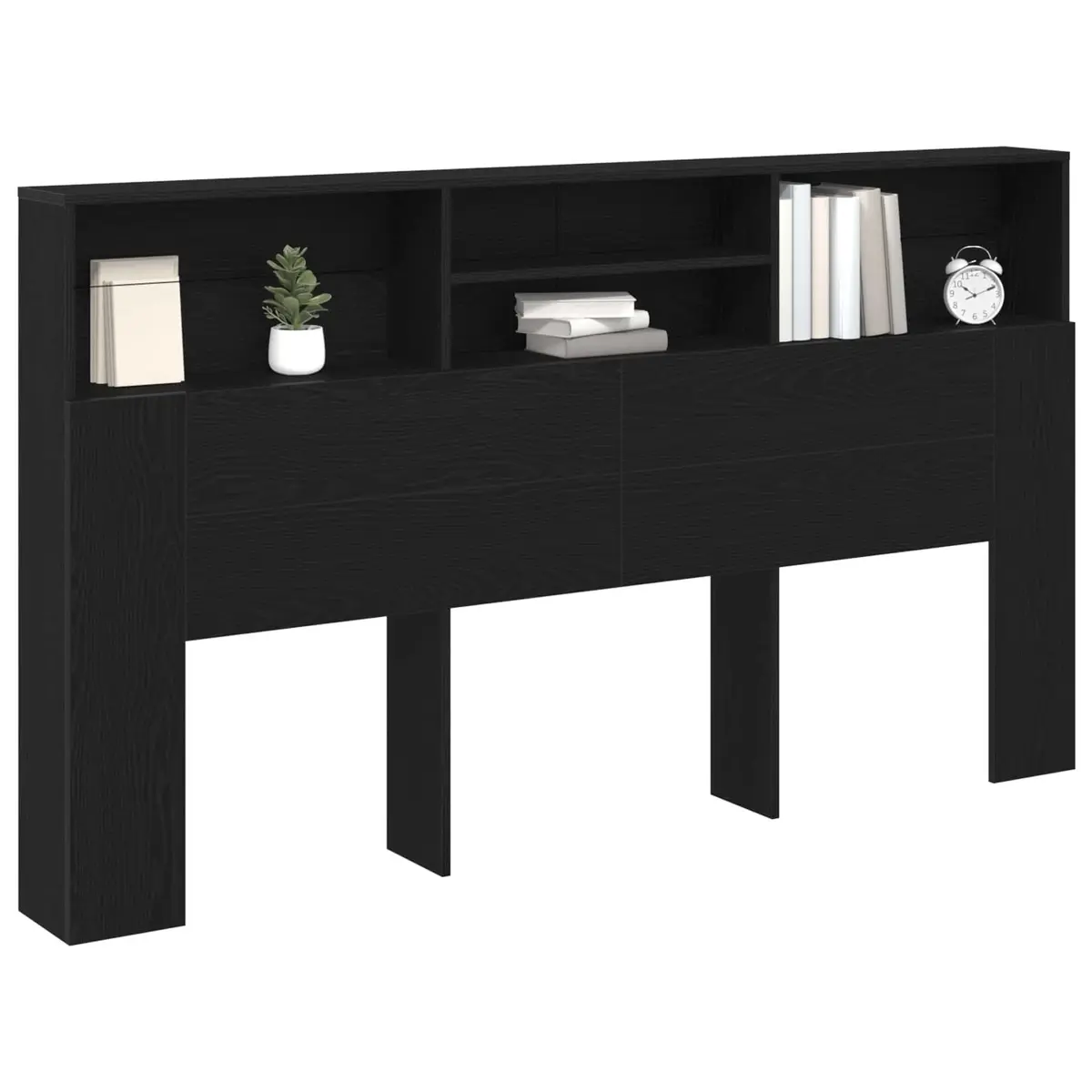 Headboard Cabinet Wall-Mounted Storage Bedroom Furniture Black Oak 180 x 19 x 103.5 cm