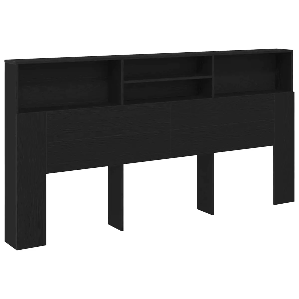 Wall-Mounted Headboard Cabinet Black Oak Modern Bedroom Storage 200 x 19 x 103.5 cm