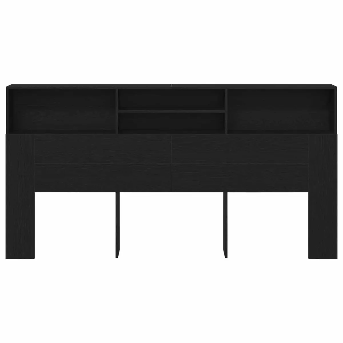 Wall-Mounted Headboard Cabinet Black Oak Modern Bedroom Storage 200 x 19 x 103.5 cm
