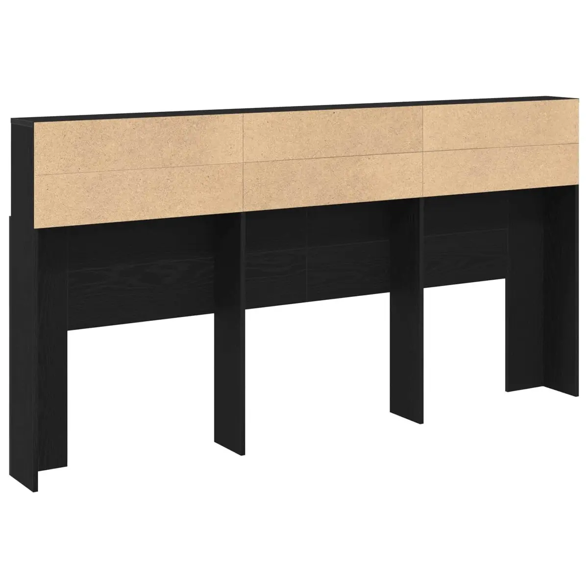 Wall-Mounted Headboard Cabinet Black Oak Modern Bedroom Storage 200 x 19 x 103.5 cm