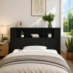 Engineered Wood Headboard Cabinet - Black Oak Finish