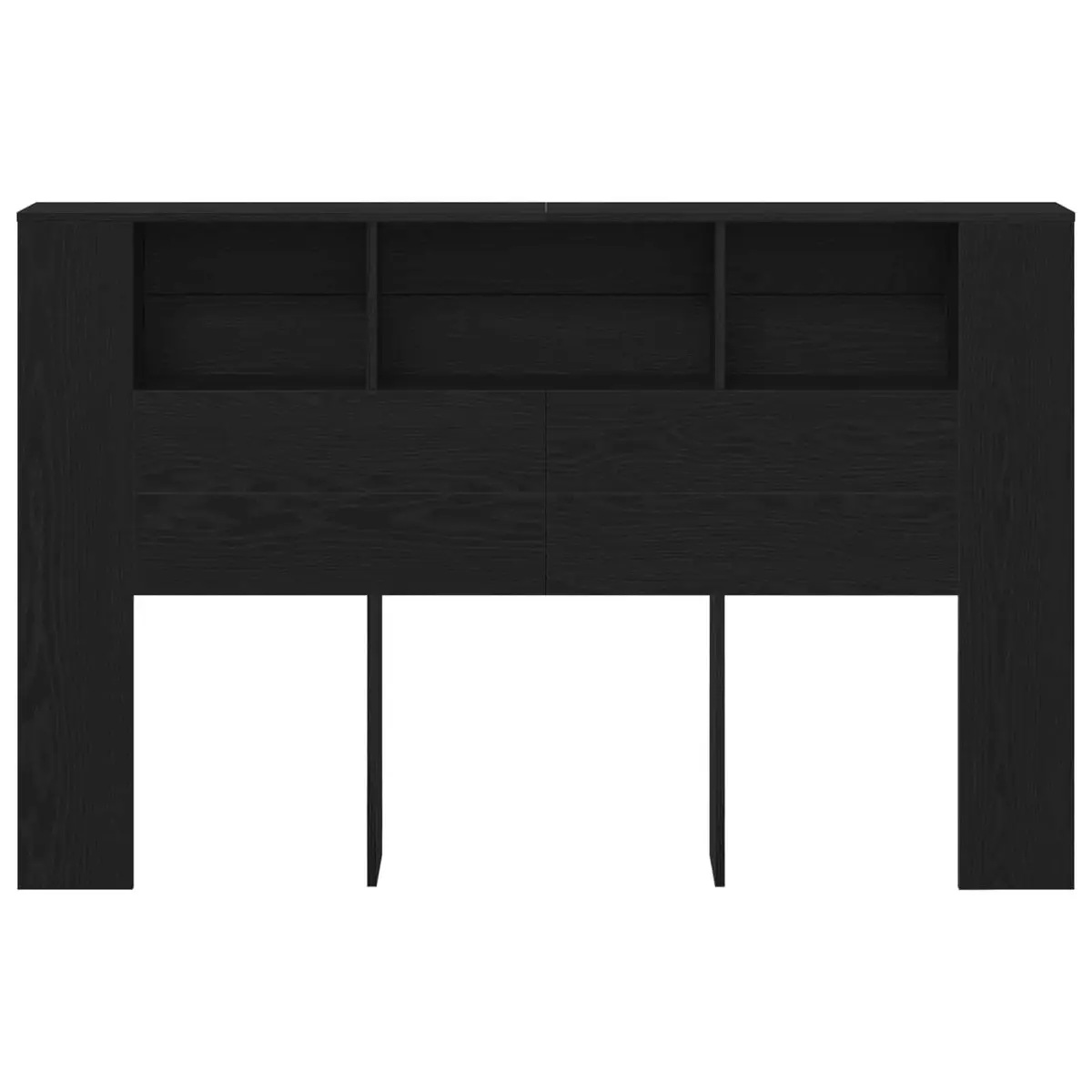 Headboard Cabinet Wall-Mounted Storage Black Engineered Wood Modern Minimalist