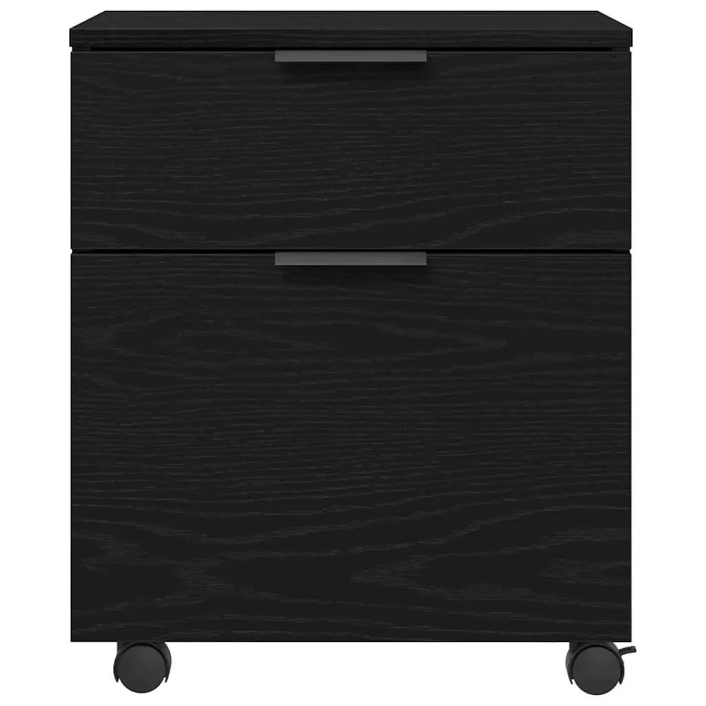 File Cabinet Rolling Storage Black Oak 45x38x54cm Home Office Organiser